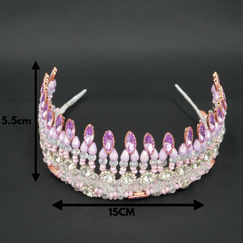 Couronne de Mariage couleur violet, modelé reine royale