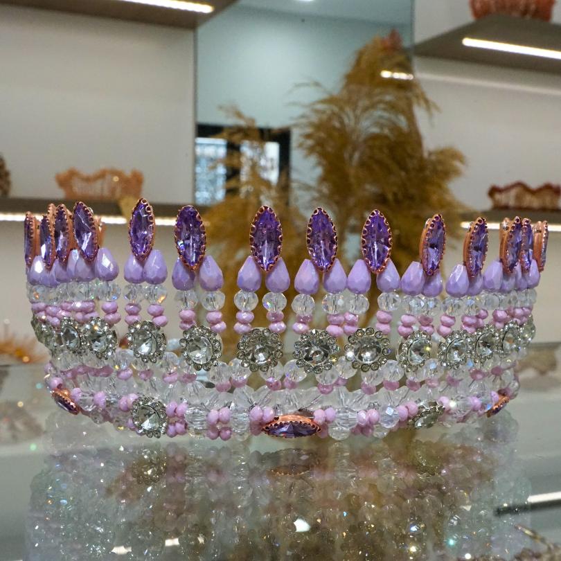 Couronne de Mariage couleur violet, modelé reine royale