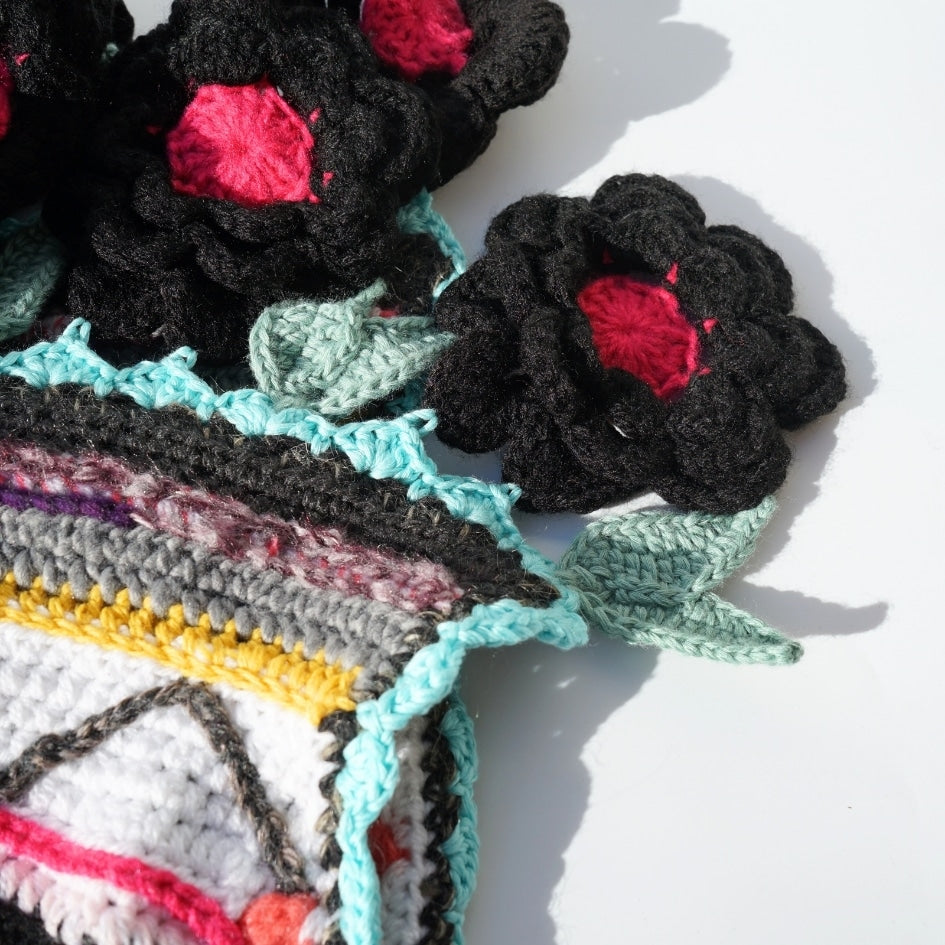 Cape en crochet multicolore faite main style mexicain