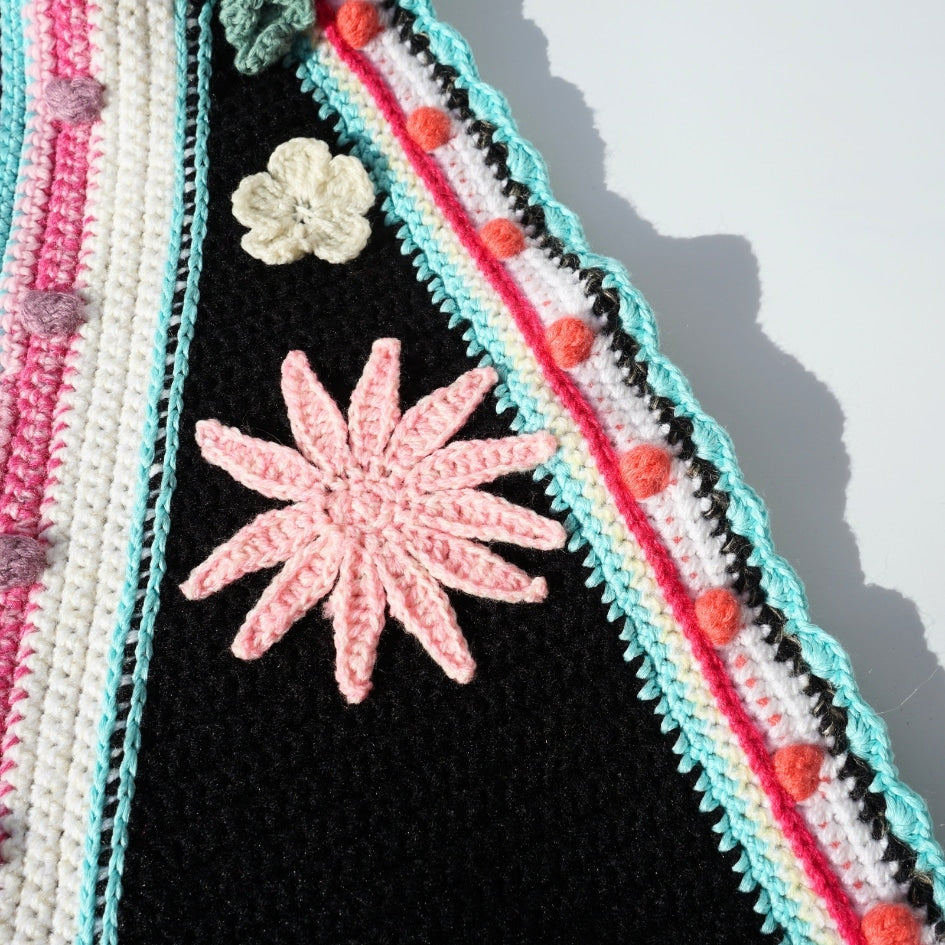 Cape en crochet multicolore faite main style mexicain