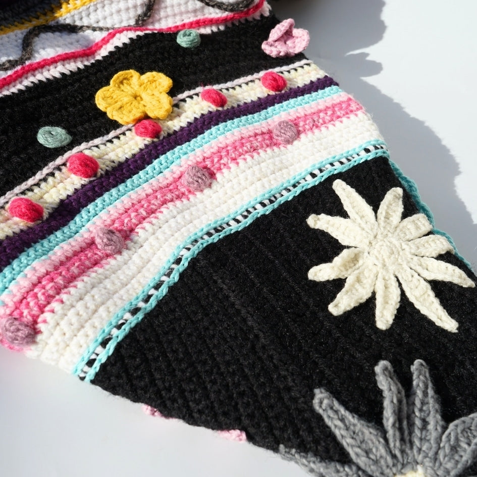 Cape en crochet multicolore faite main style mexicain