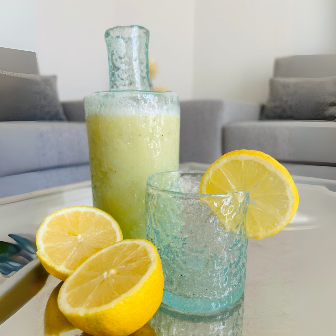 Carafe en verre recyclé soufflée à la main set exclusif 5 pièces