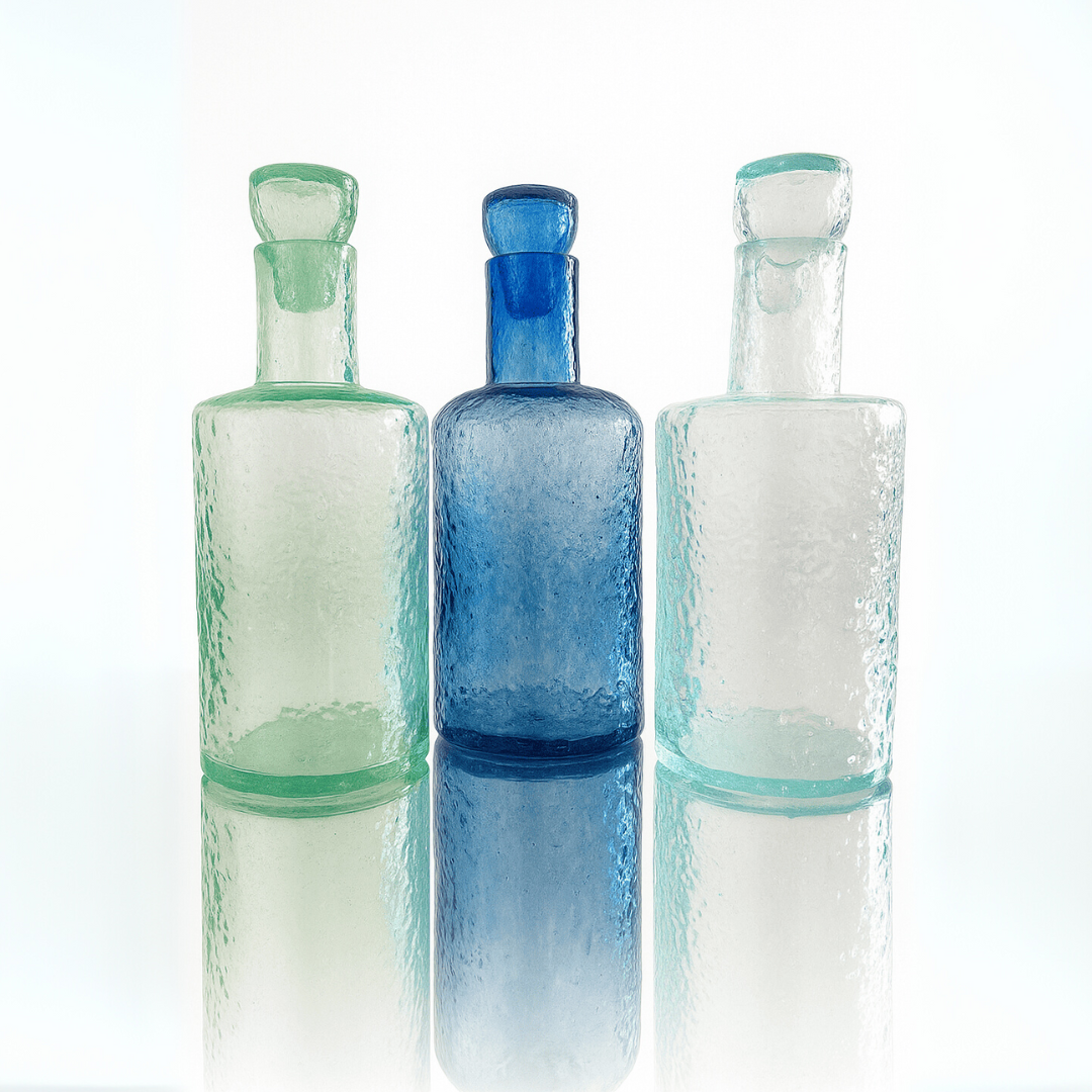 Carafe en verre recyclé soufflée à la main set exclusif 5 pièces