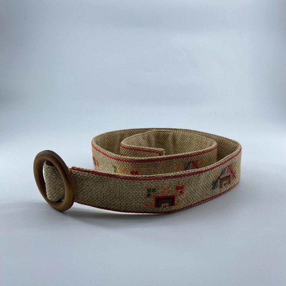 Ceinture en broderie Beige et multicouleur