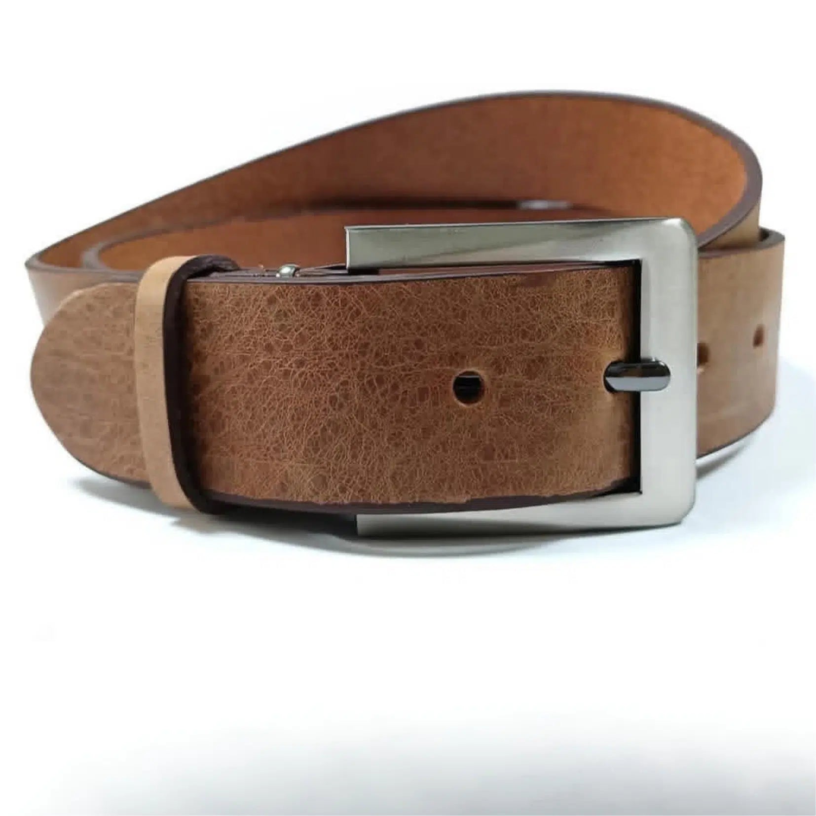 Ceinture marron en cuir texturé fabriquée en Tunisie premium