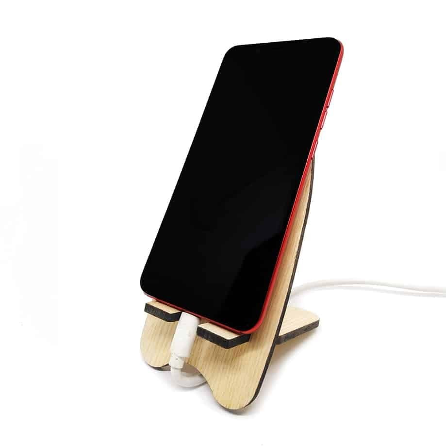 Support Smartphone Chat en Bois – Design Minimaliste & Écoresponsable