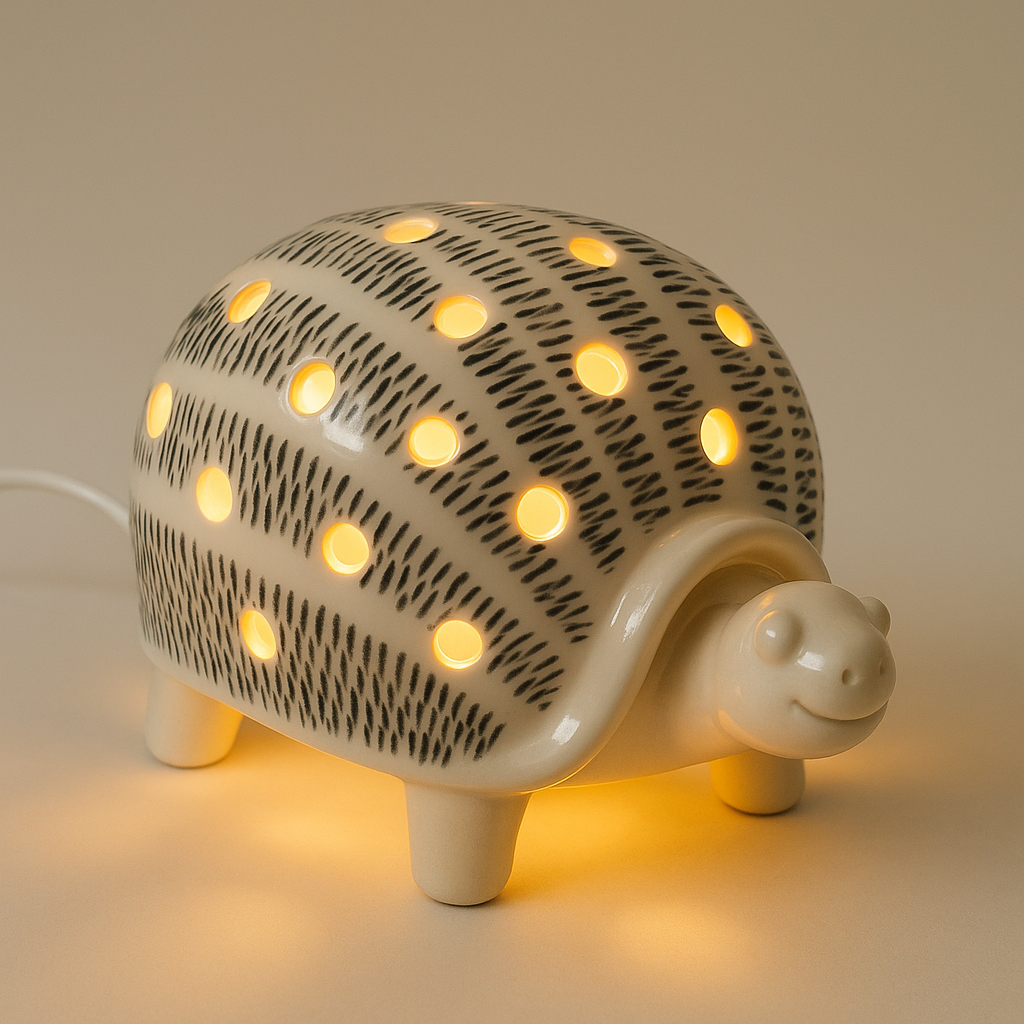Lampe tortue en céramique en blanc