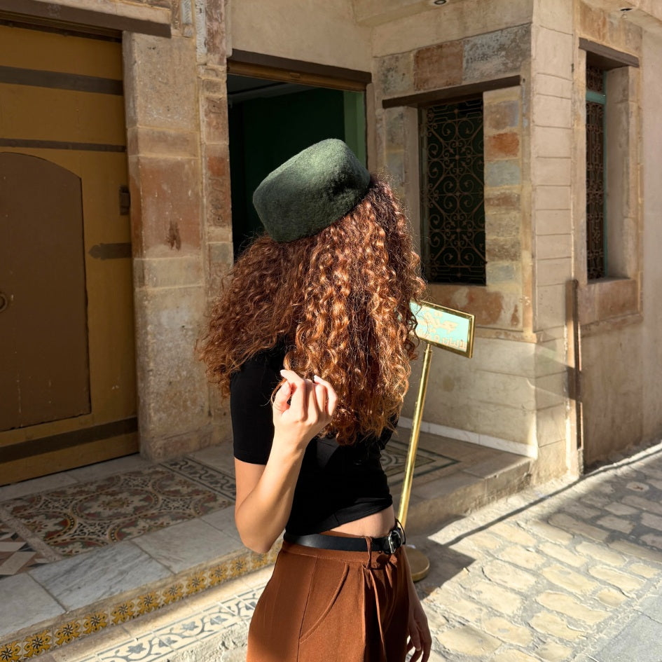 Chechia tunisienne Vert militaire En laine