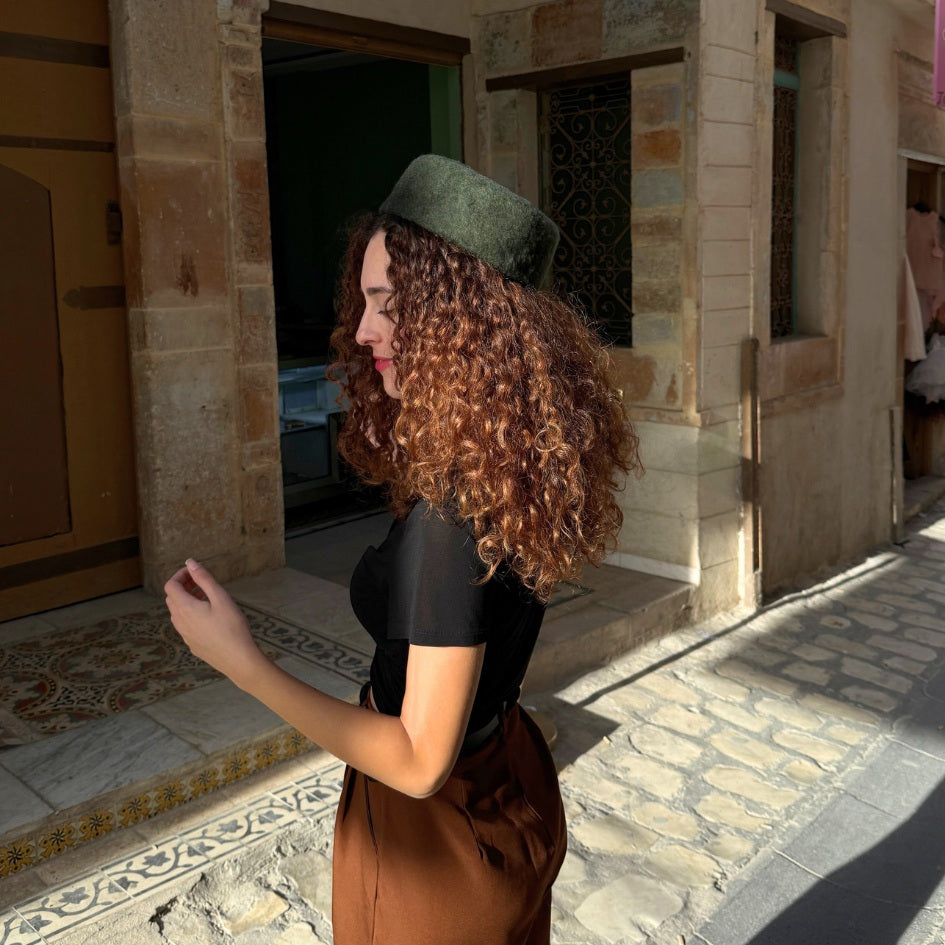 Chechia tunisienne Vert militaire En laine