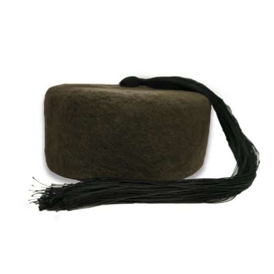 Chéchia Tunisienne Marron Avec Pompon En Laine