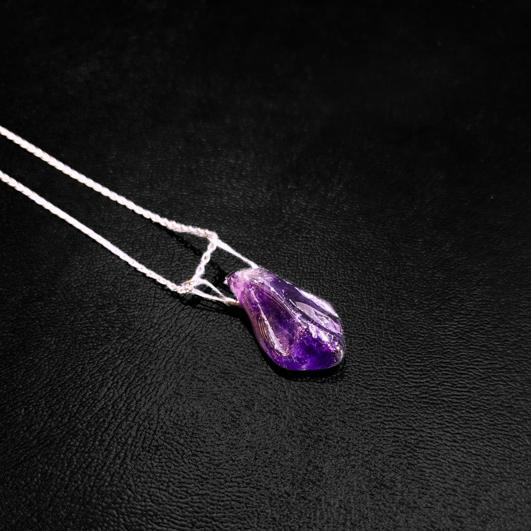 Collier en Argent 925 avec Améthyste Naturelle