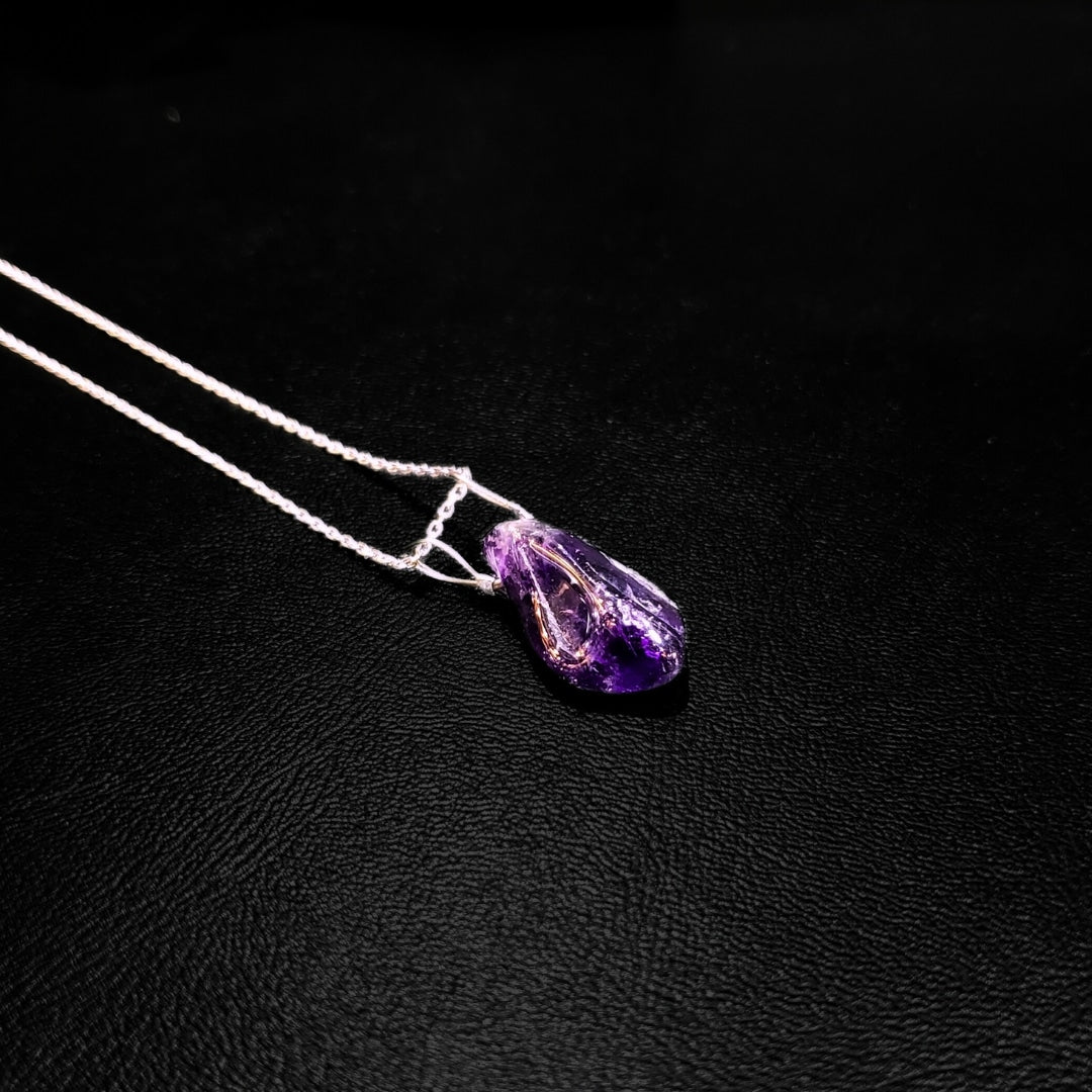 Collier en Argent 925 avec Améthyste Naturelle