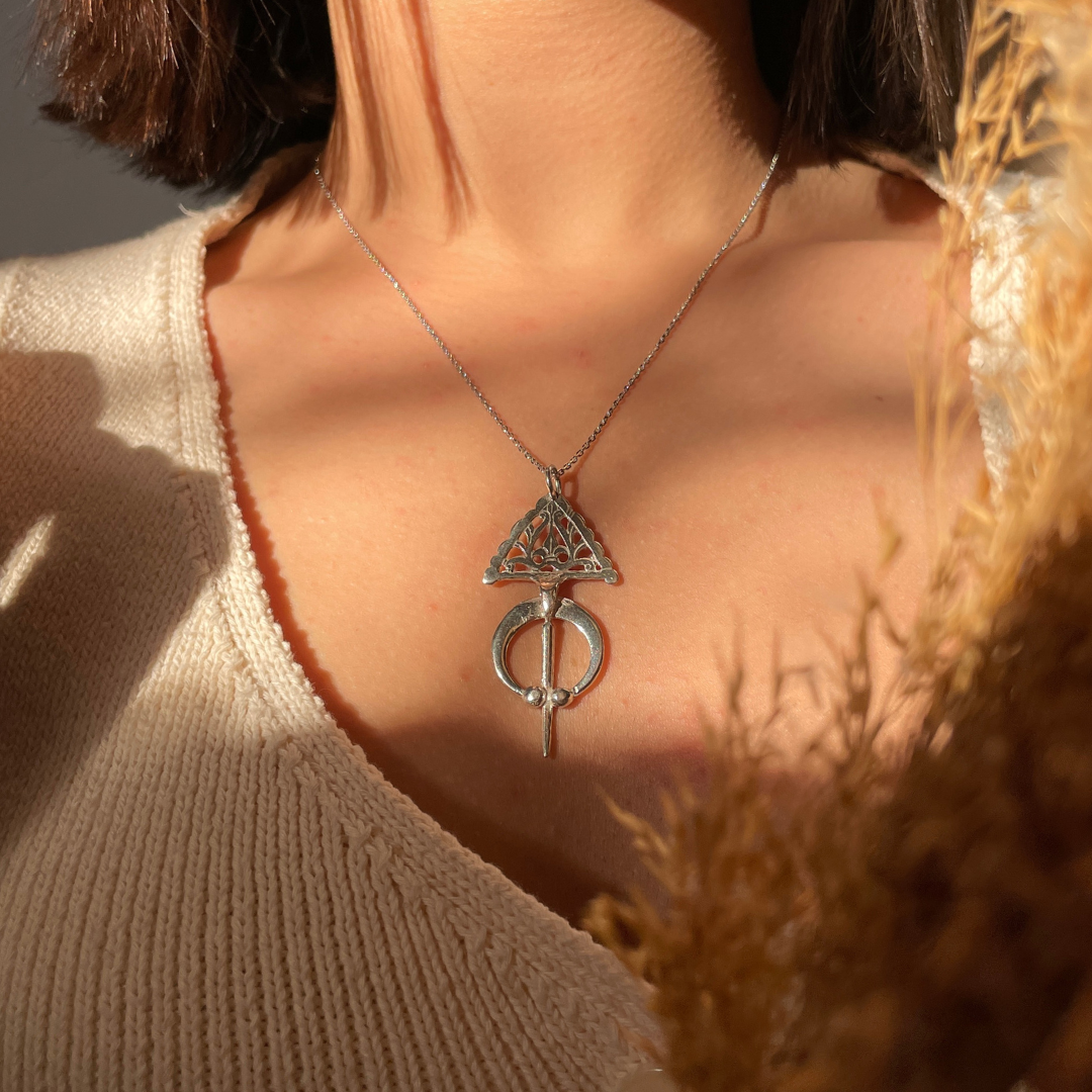 Collier agadez Fibule en argent massif