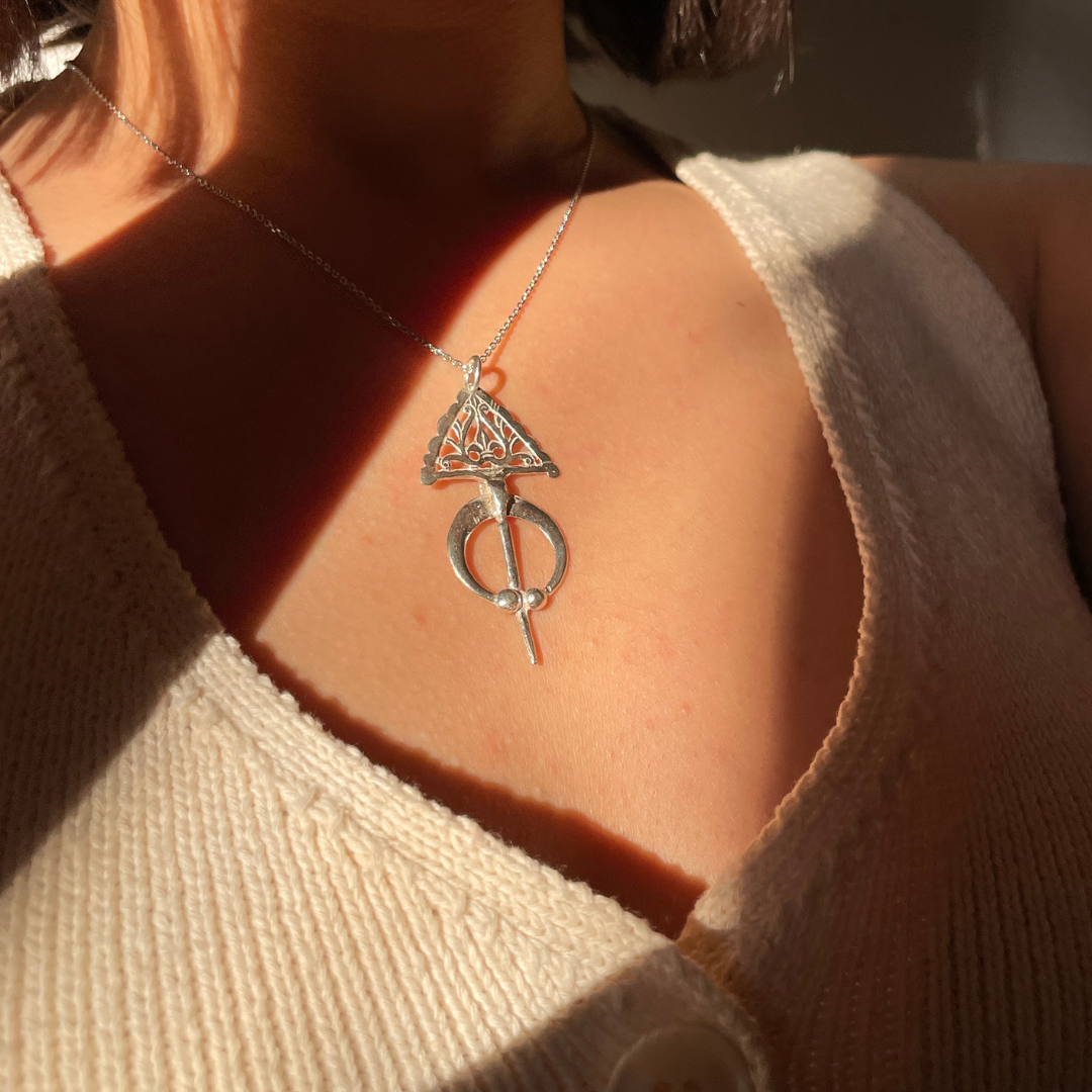 Collier agadez Fibule en argent massif