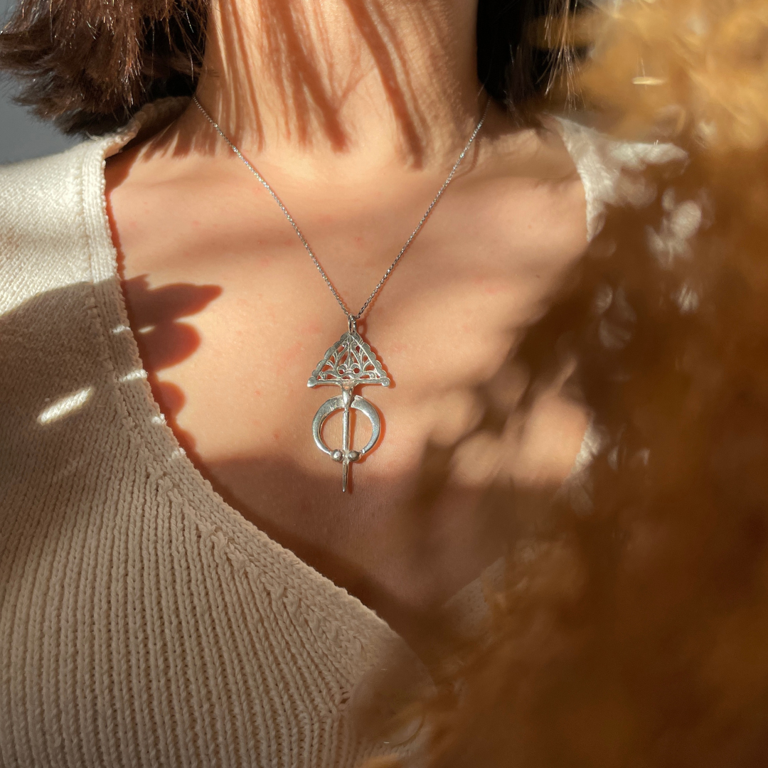 Collier agadez Fibule en argent massif