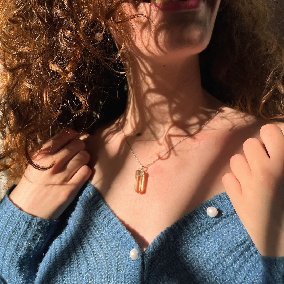 Collier argent 925 avec quartz fumé naturel