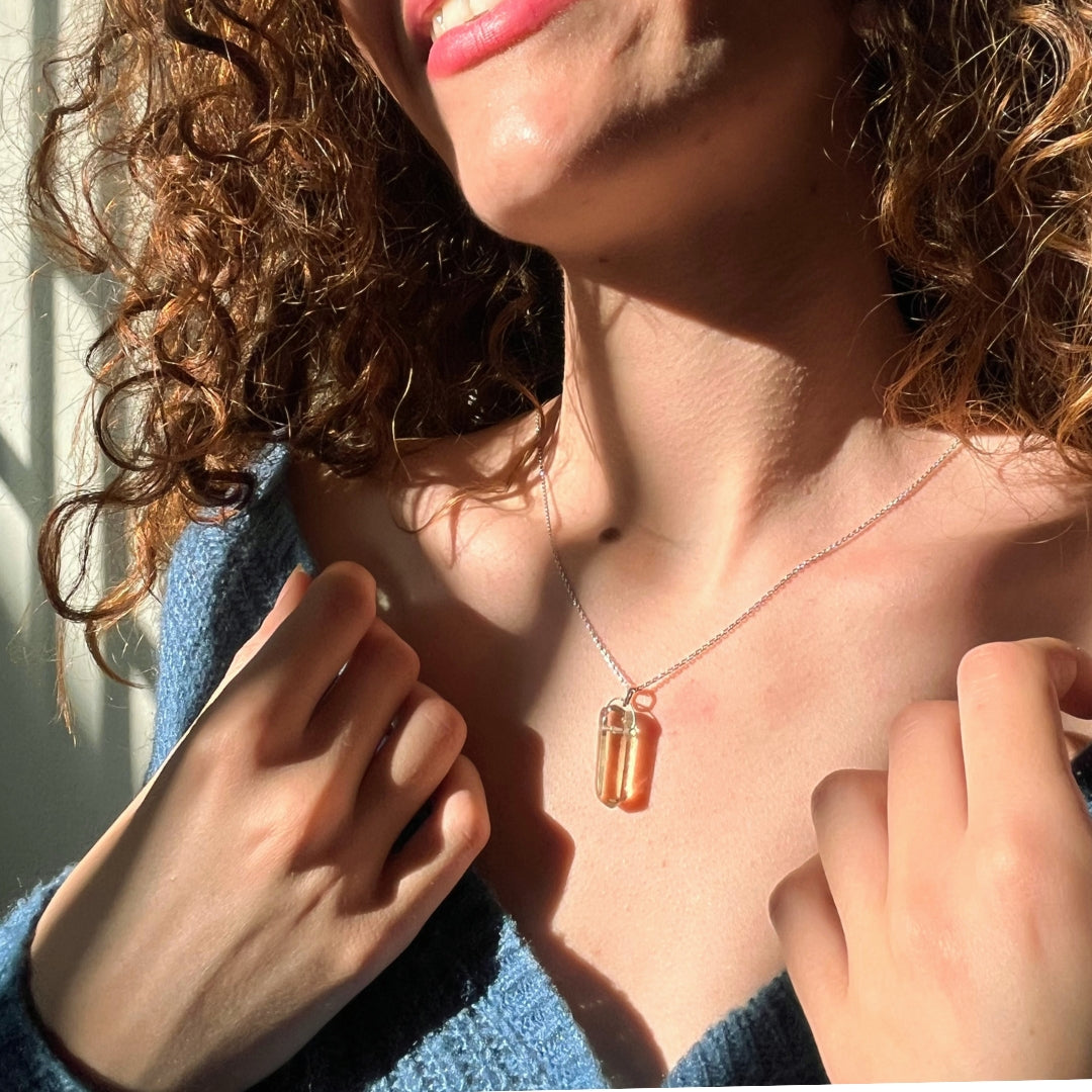 Collier argent 925 avec quartz fumé naturel