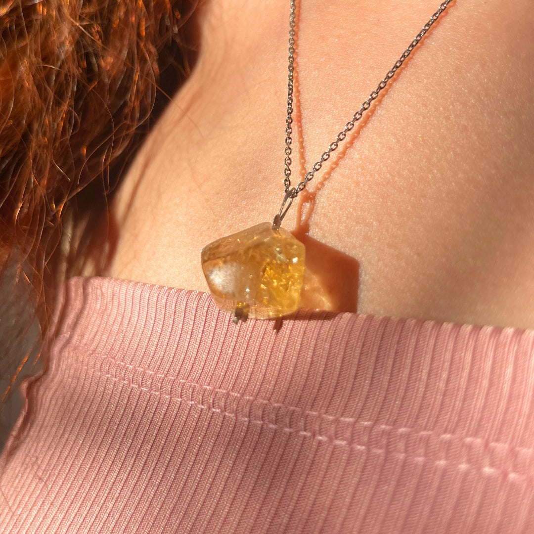 Collier en argent 925 et quartz hématoïde nature (45 cm)