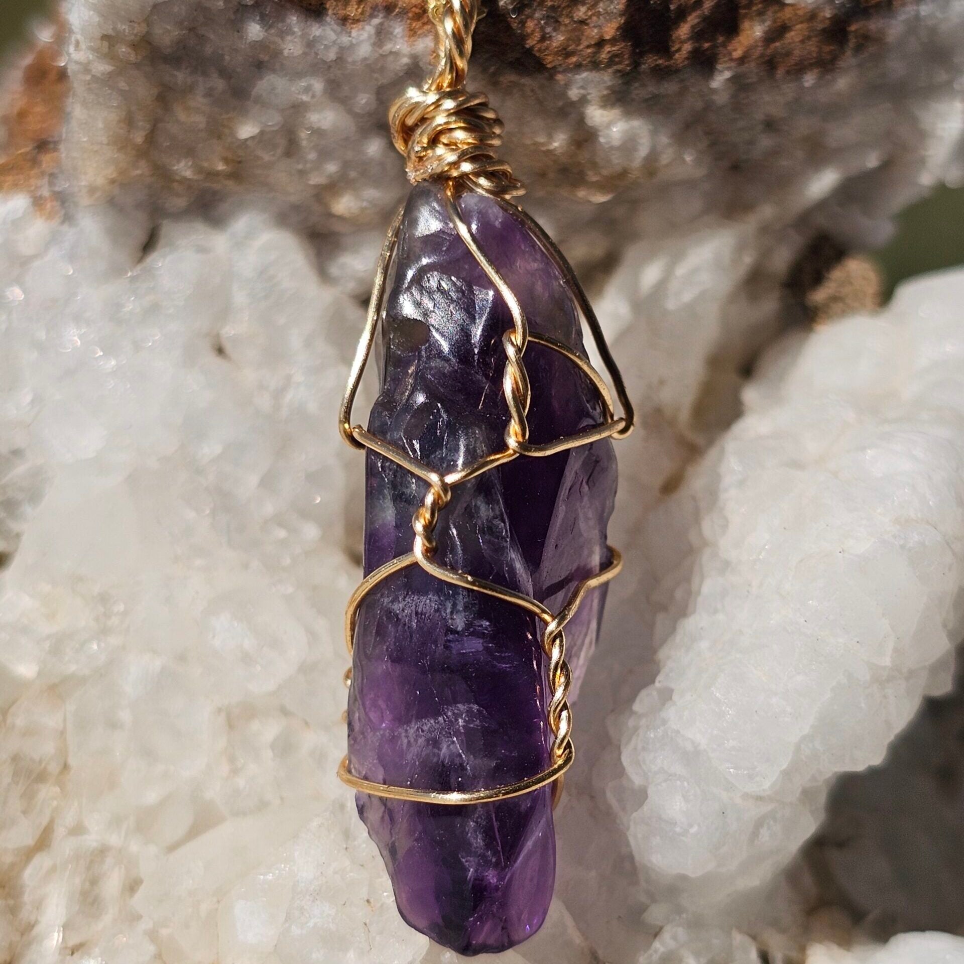 Collier argent 925 avec dent d'Améthyste - Élégance et bien-être