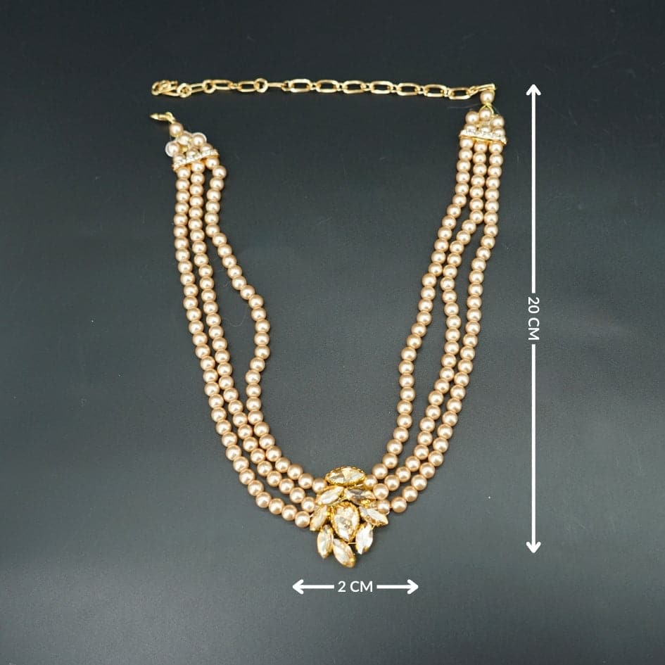 Collier de mariage en perles et strass dorés – Accessoire glamour