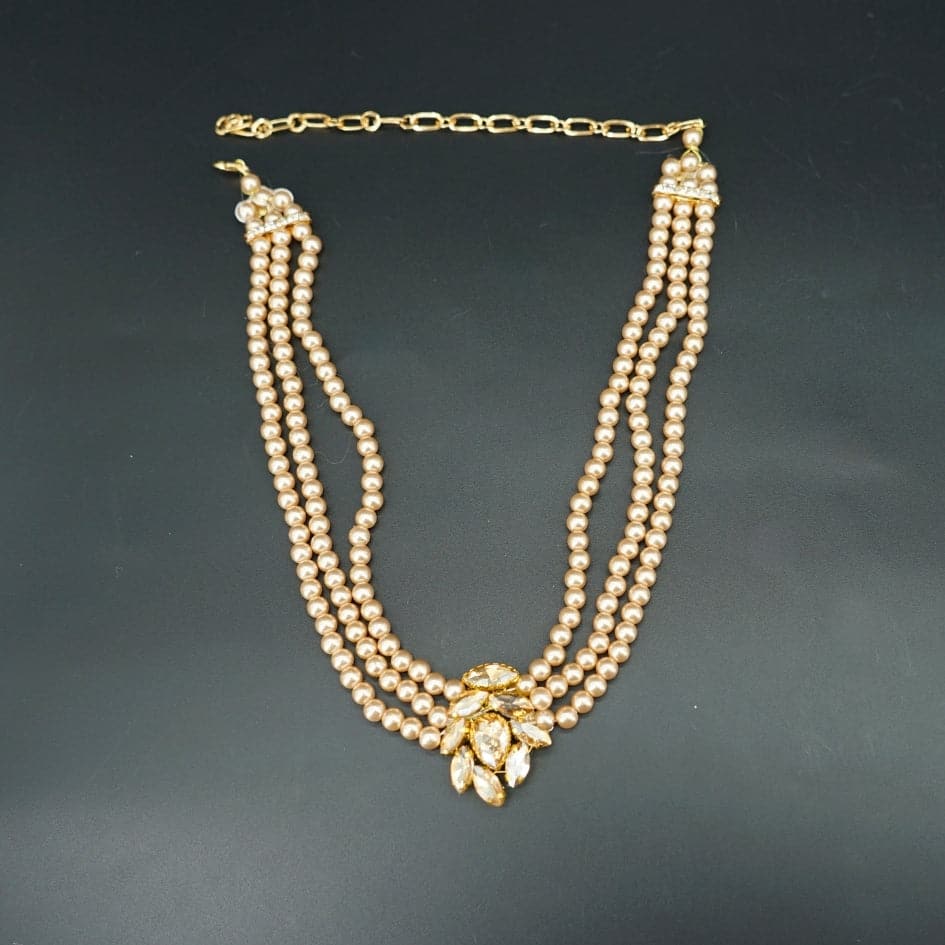 Collier de mariage en perles et strass dorés – Accessoire glamour