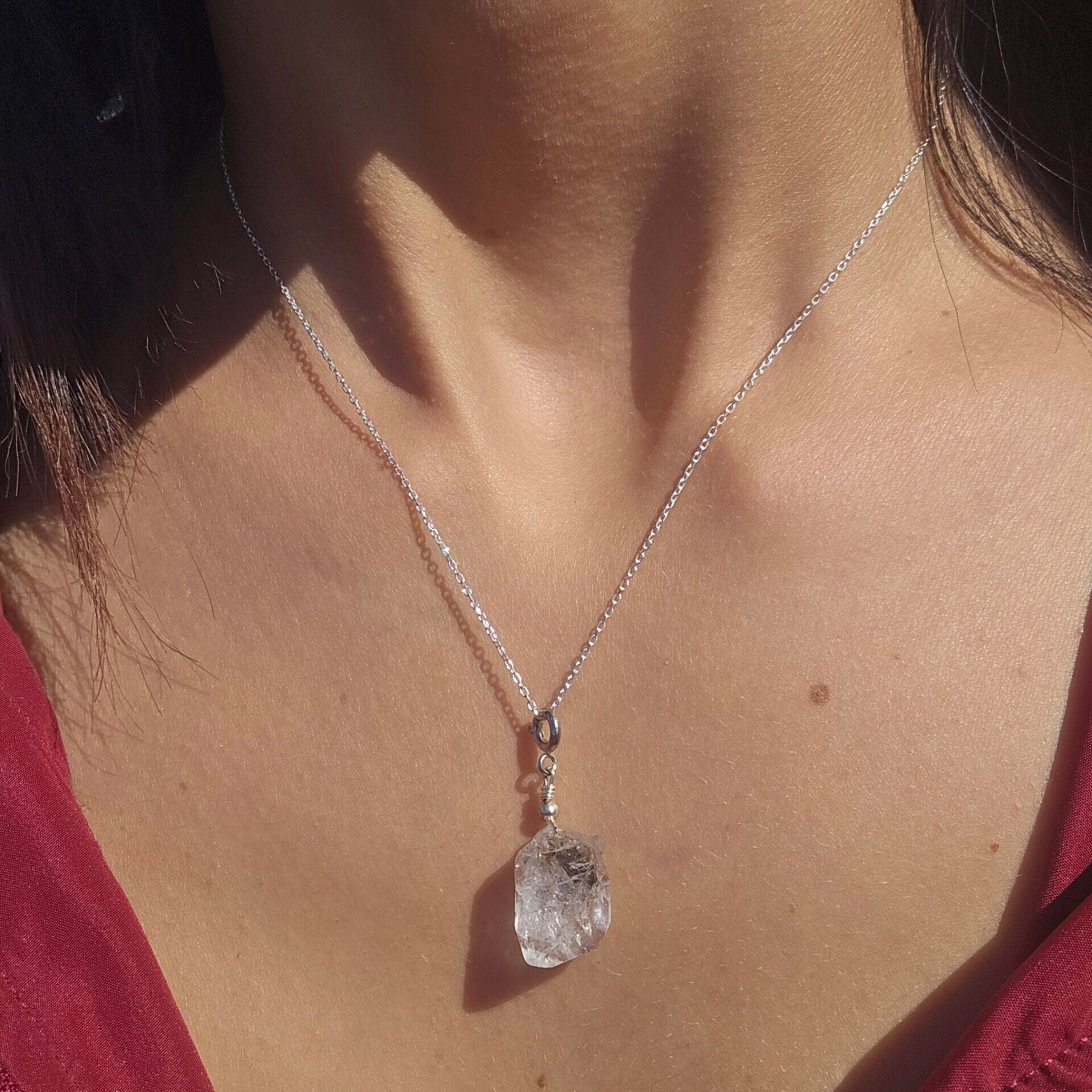 Collier en argent 925 avec pendentif Diamant Herkimer (45 cm)