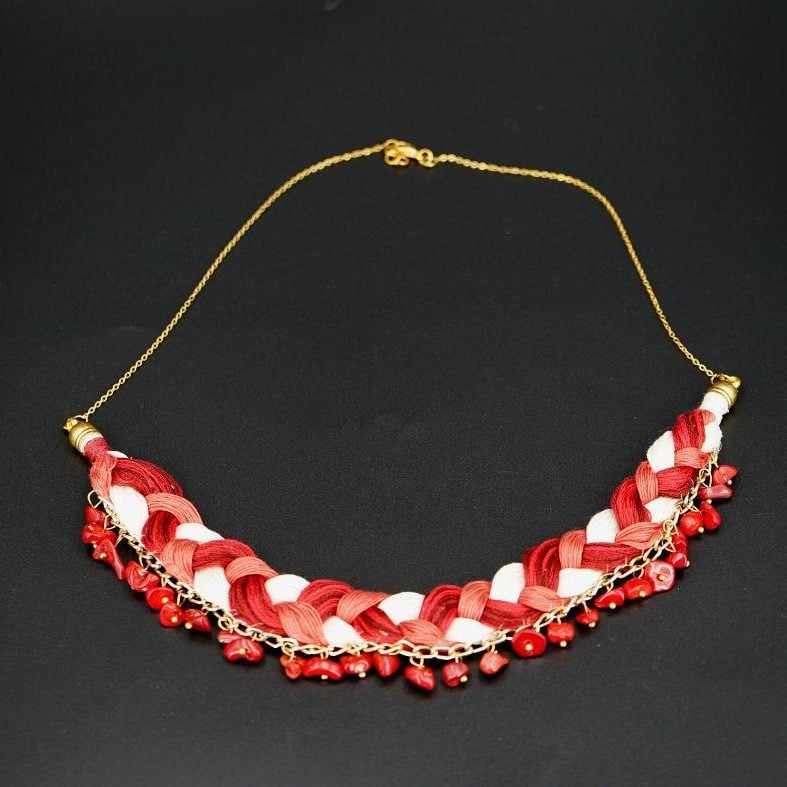 Collier tricolore pour femme tressé