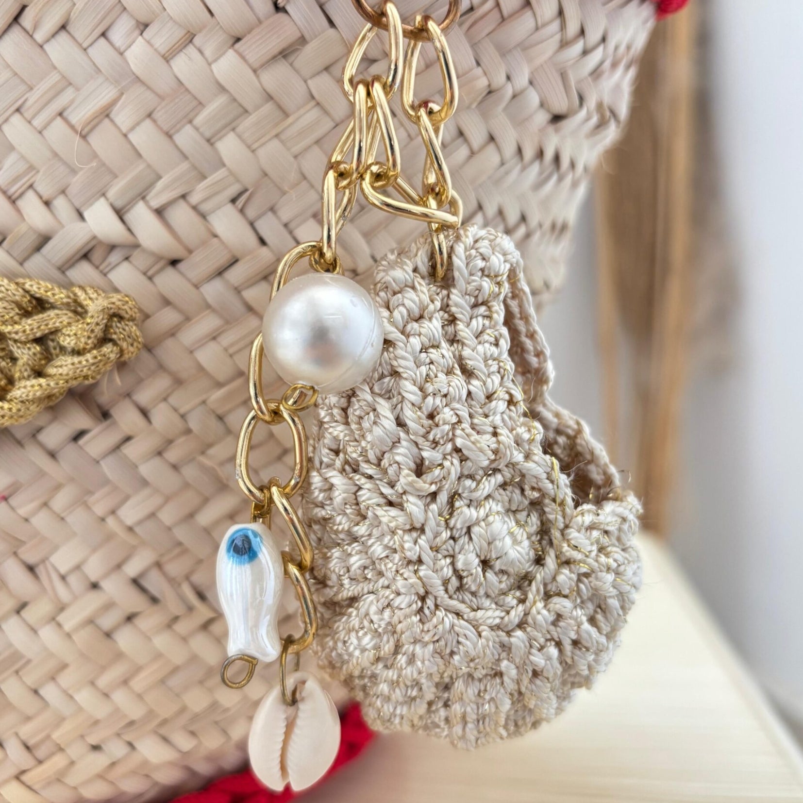 Couffin rouge paille et crochet