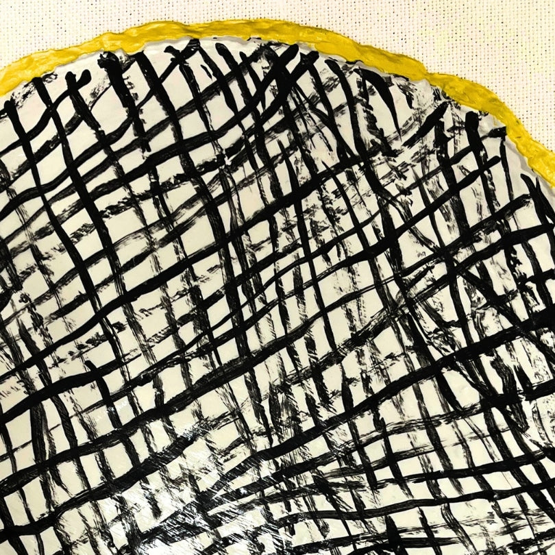 Trio de coupelles murales quadrillées upcyclée en papier mâché et art mixte