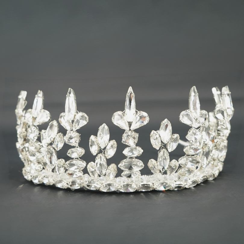 Couronne de mariage blanche, diadème de mariage nuptial, couronne nuptiale en cristal, couronne nuptiale de luxe, couronne de mariée, couronne de reine, diadème