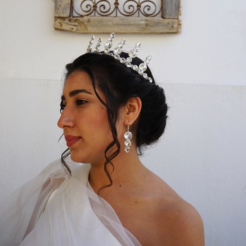 Couronne de mariage couleur blanche, diadème de la lune , diadème de mariage en perles et cristal, diadème de mariée, casque de mariage en perles, diadème de mariage en perles, couronne de mariage en cristal