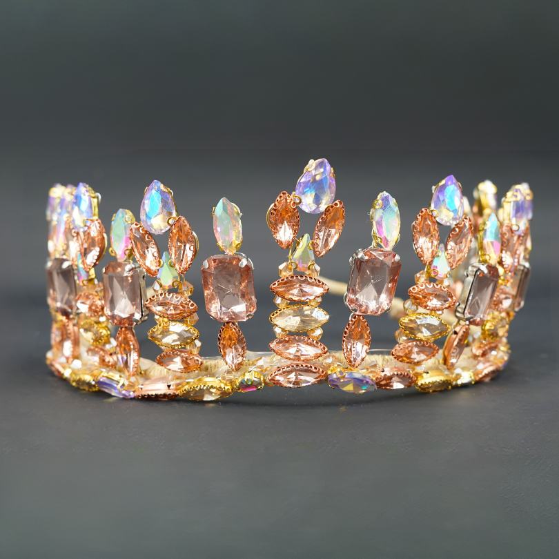 Couronne de mariée en pierre de cristal ,  Couronne de mariée en pierre de cristal couleur bronze , mariage, diadème de mariée, diadème de mariée fleuri, accessoire de cheveux, cérémonie, couronne, couronne de la reine