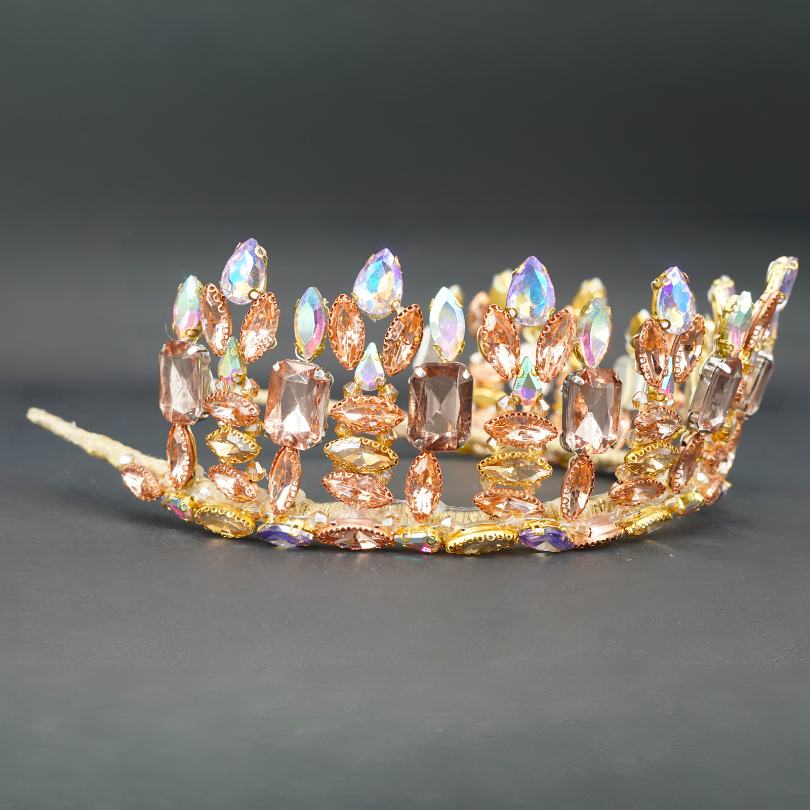 Couronne de mariée en pierre de cristal ,  Couronne de mariée en pierre de cristal couleur bronze , mariage, diadème de mariée, diadème de mariée fleuri, accessoire de cheveux, cérémonie, couronne, couronne de la reine