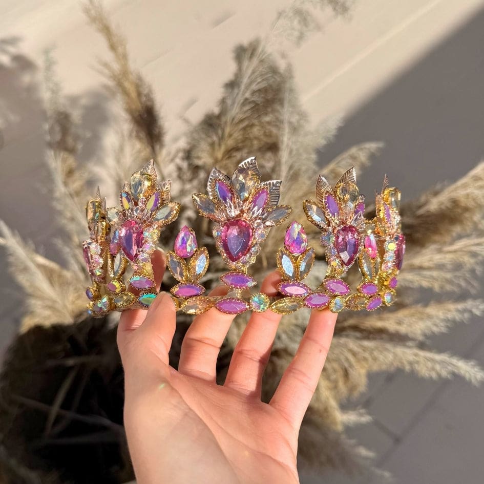 Couronne mariage rose et or – Diadème strass luxe
