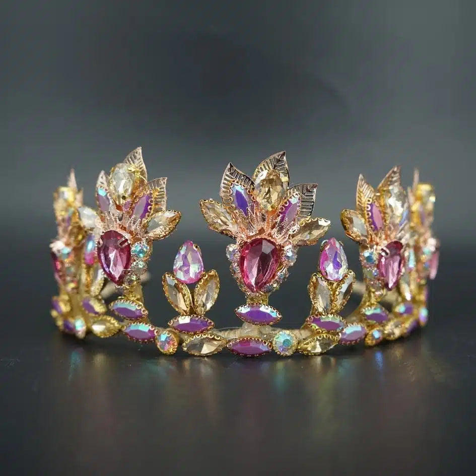 Couronne mariage rose et or – Diadème strass luxe