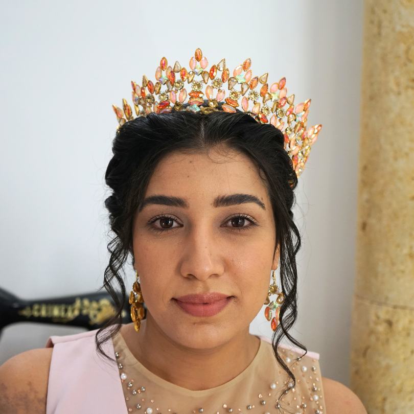 Couronne de mariage couleur orange fait à la main de luxe, Diadème de mariage en cristal, couronne en or et oronge , couronne de diadème en strass foncés, mariée gothique, baroque, princesse