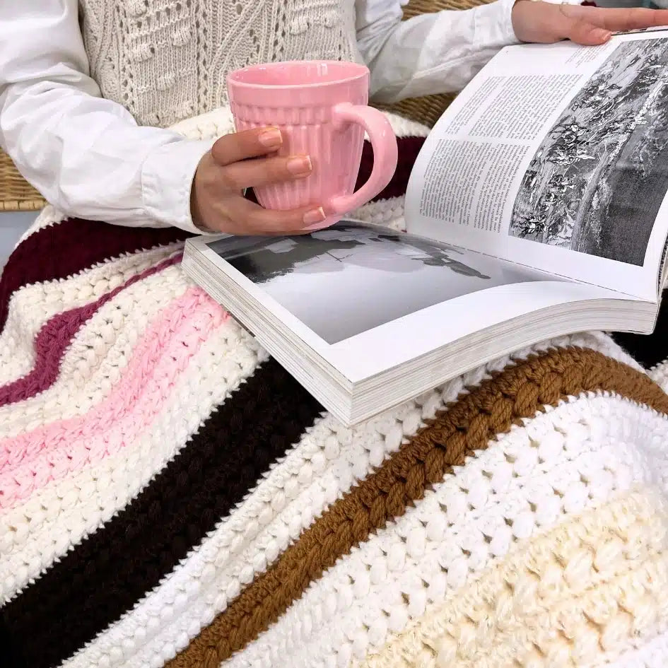 Plaid canapé en crochet multicolore 100% fait main (2.5x1.6m)