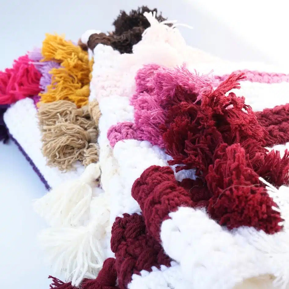 Plaid canapé en crochet multicolore 100% fait main (2.5x1.6m)