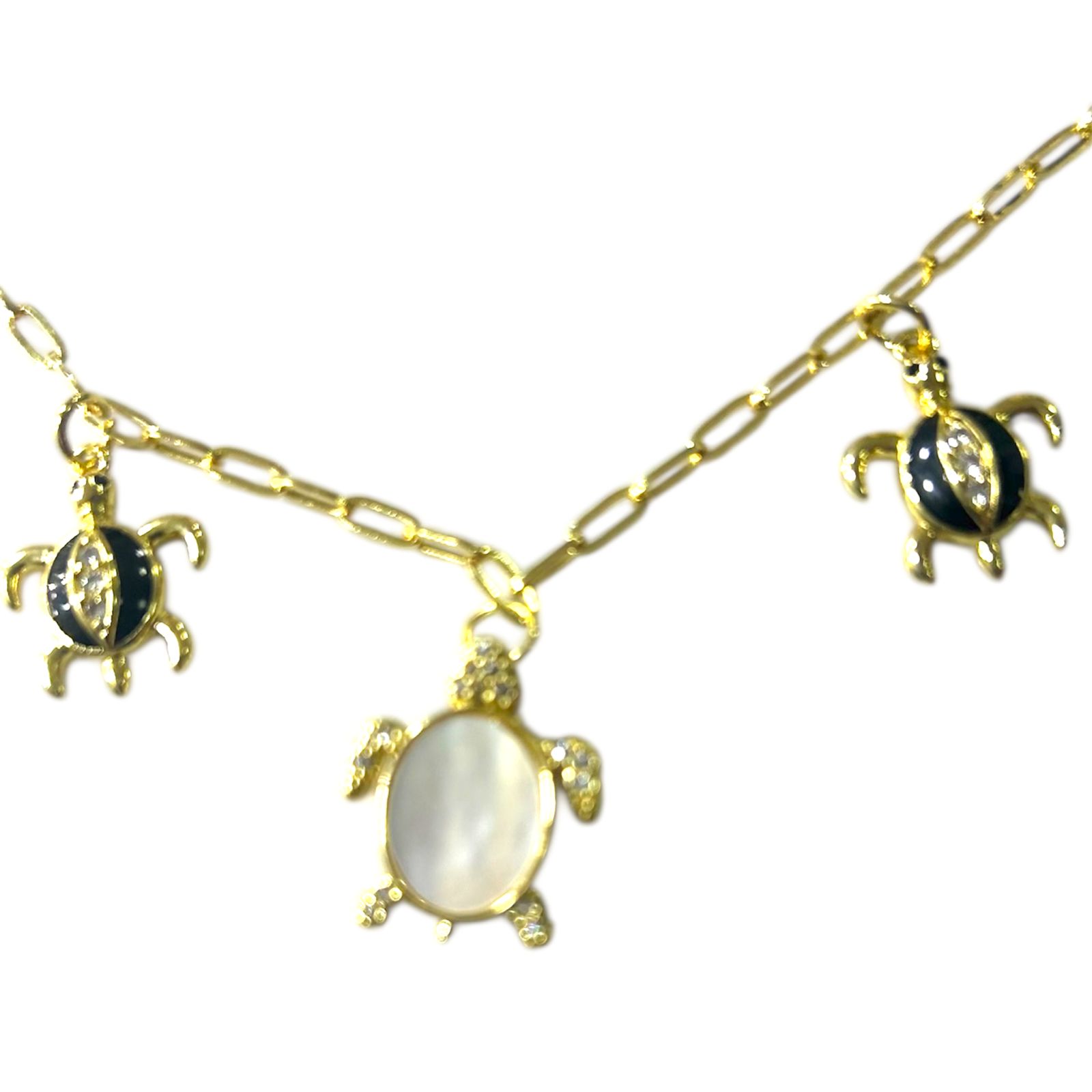 Collier 5 tortues avec chaîne en acier inoxydable