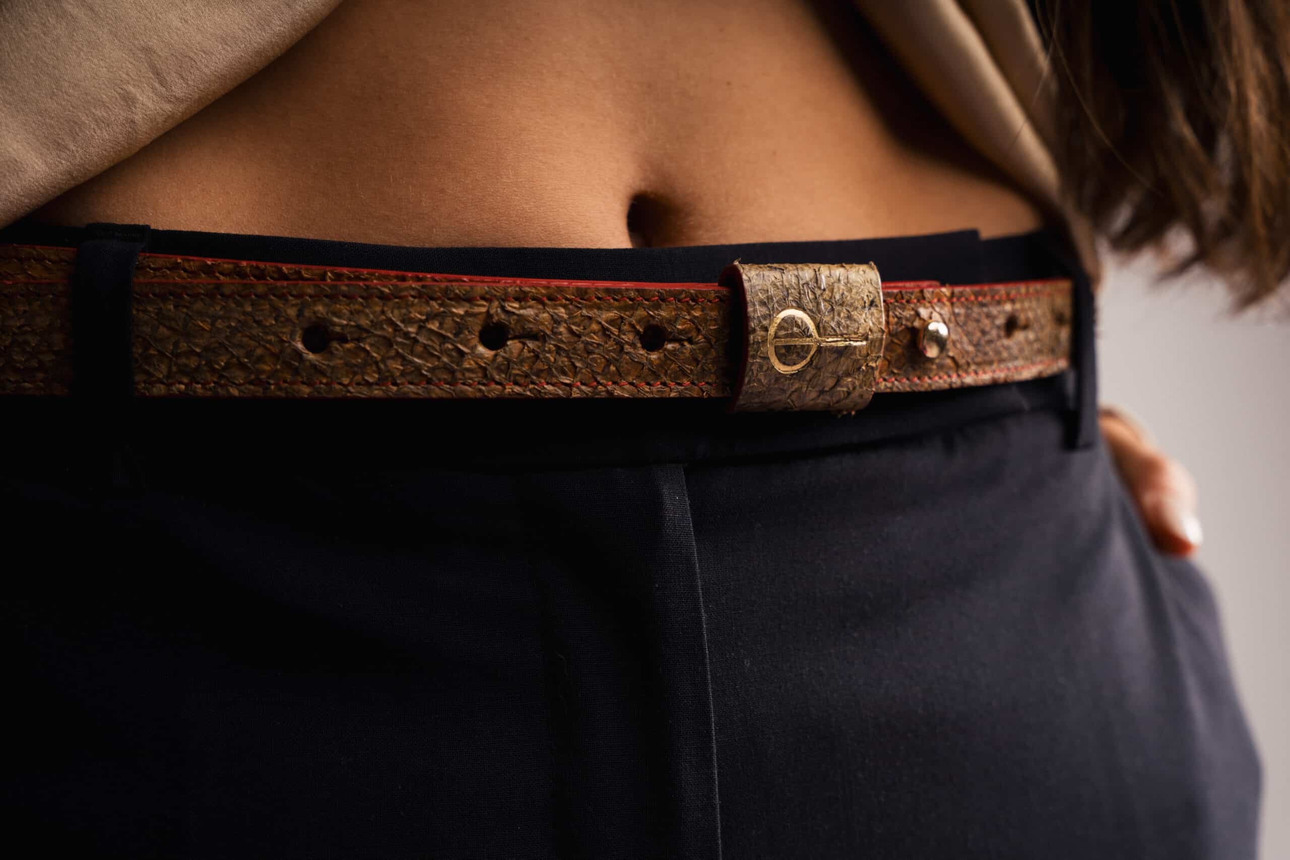 Ceinture en cuir de saumon Greeny