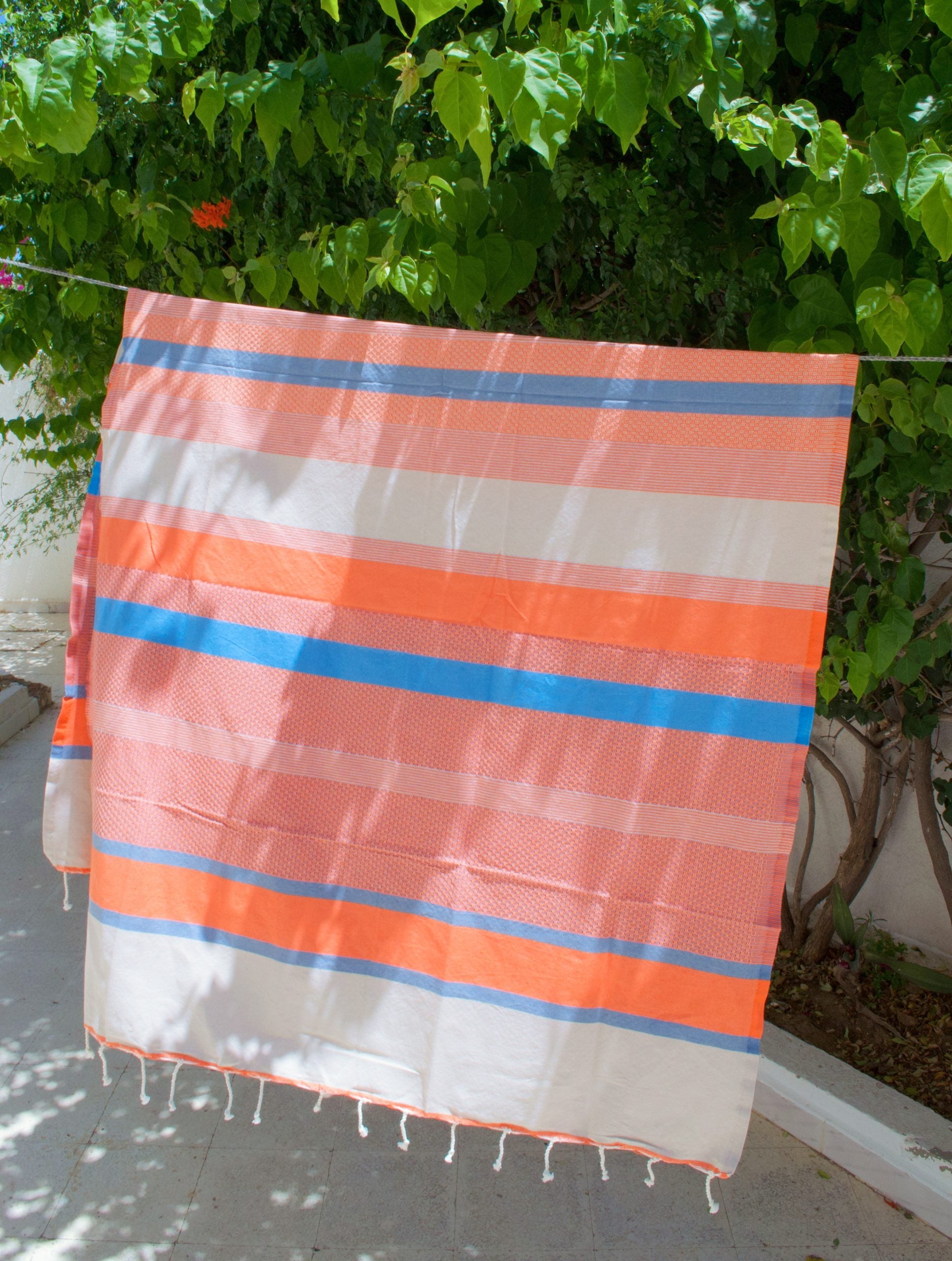 Fouta Multi-couleur XXL - 200 cm x 100 cm- Serviette pour Hammam, Sauna, Spa, Plage ou Pique-nique - 100 % Coton - Artisanale