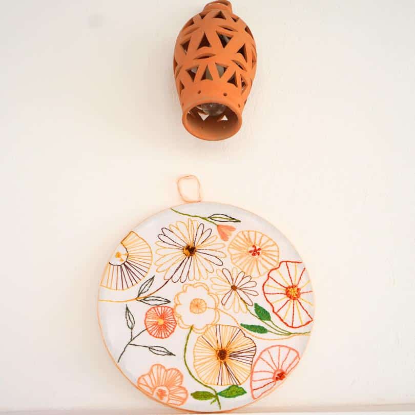(92)Décoration murale de broderie faite à la main "florale"