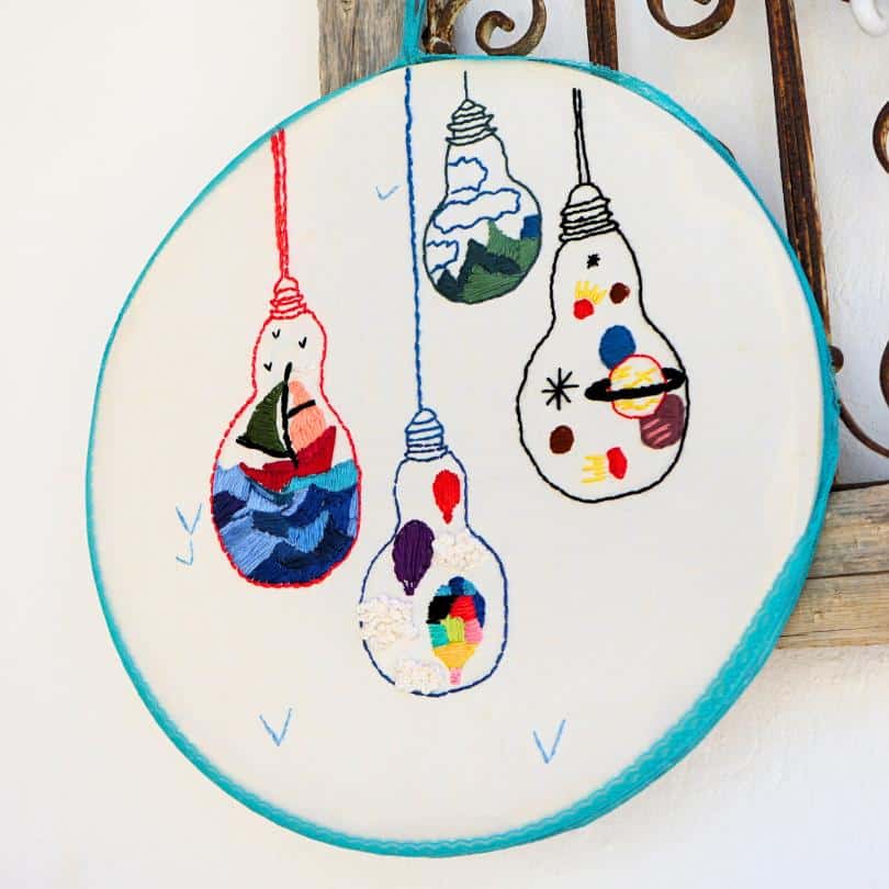 (91)Décoration murale de broderie faite à la main " lampes "