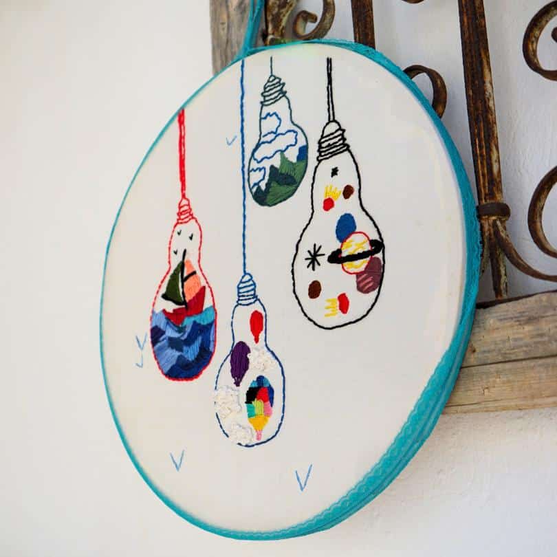 (91)Décoration murale de broderie faite à la main " lampes "