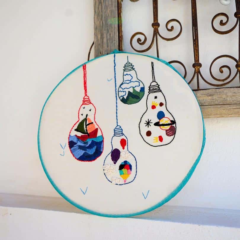 (91)Décoration murale de broderie faite à la main " lampes "