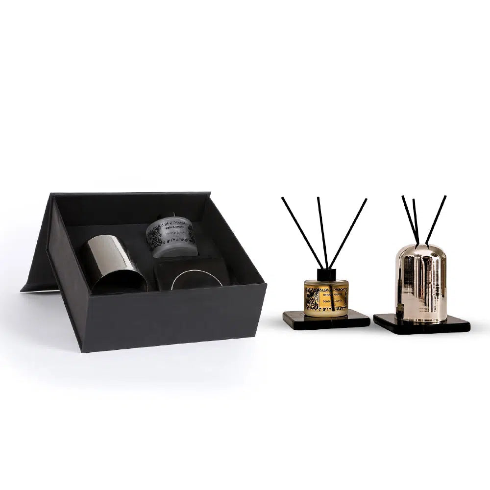 Diffuseur parfumé artisanal – Cuivre & marbre noir – Jasmin ou musc – 120 ml
