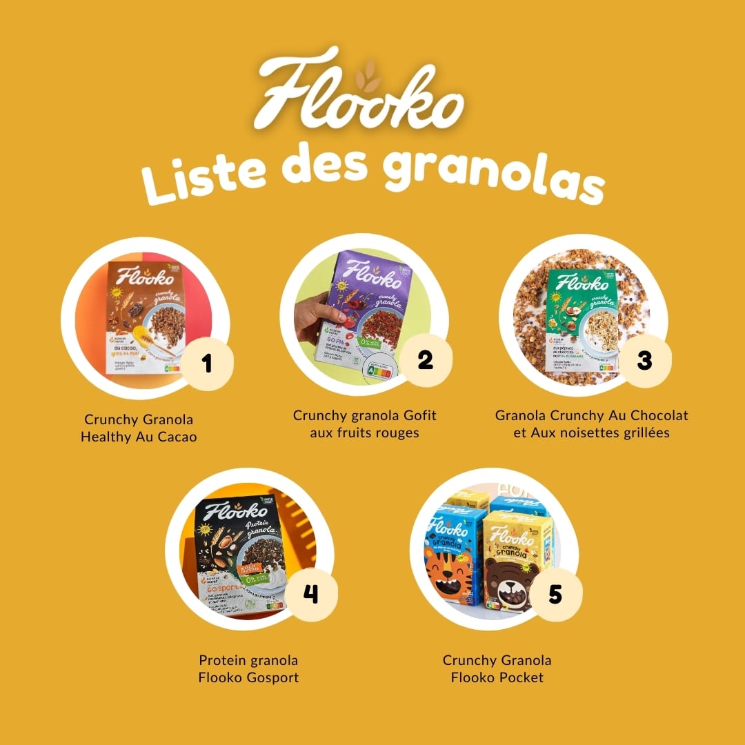 Granola Crunchy Paquet de 6 (3 paquets de 35g au chocolat au lait et 3 paquets de 35g aux amandes caramélisées au miel)