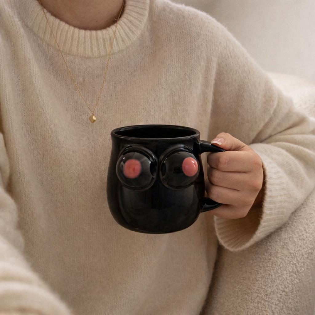 Mug sculpture en céramique noire