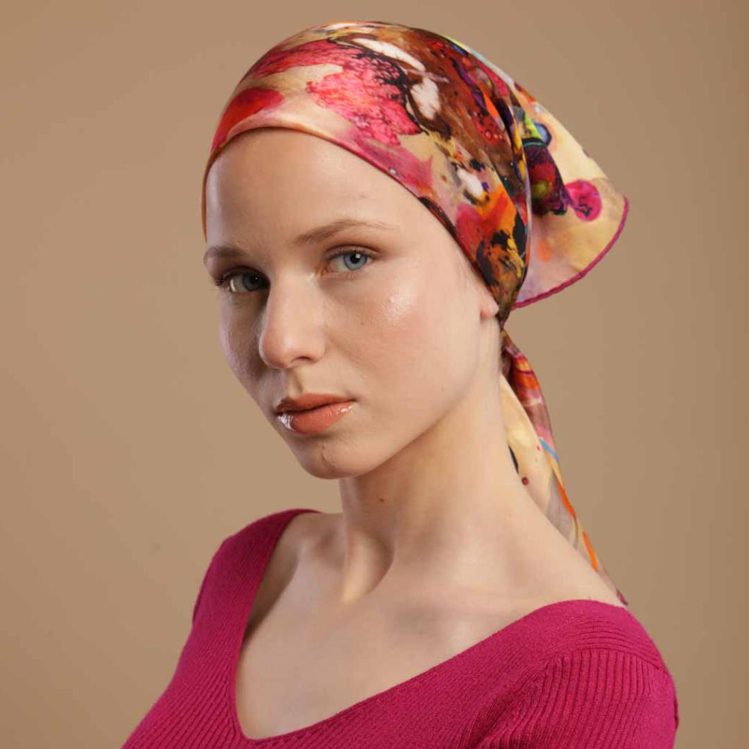 Foulard Multicolore en soie naturelle "Faint illusions"