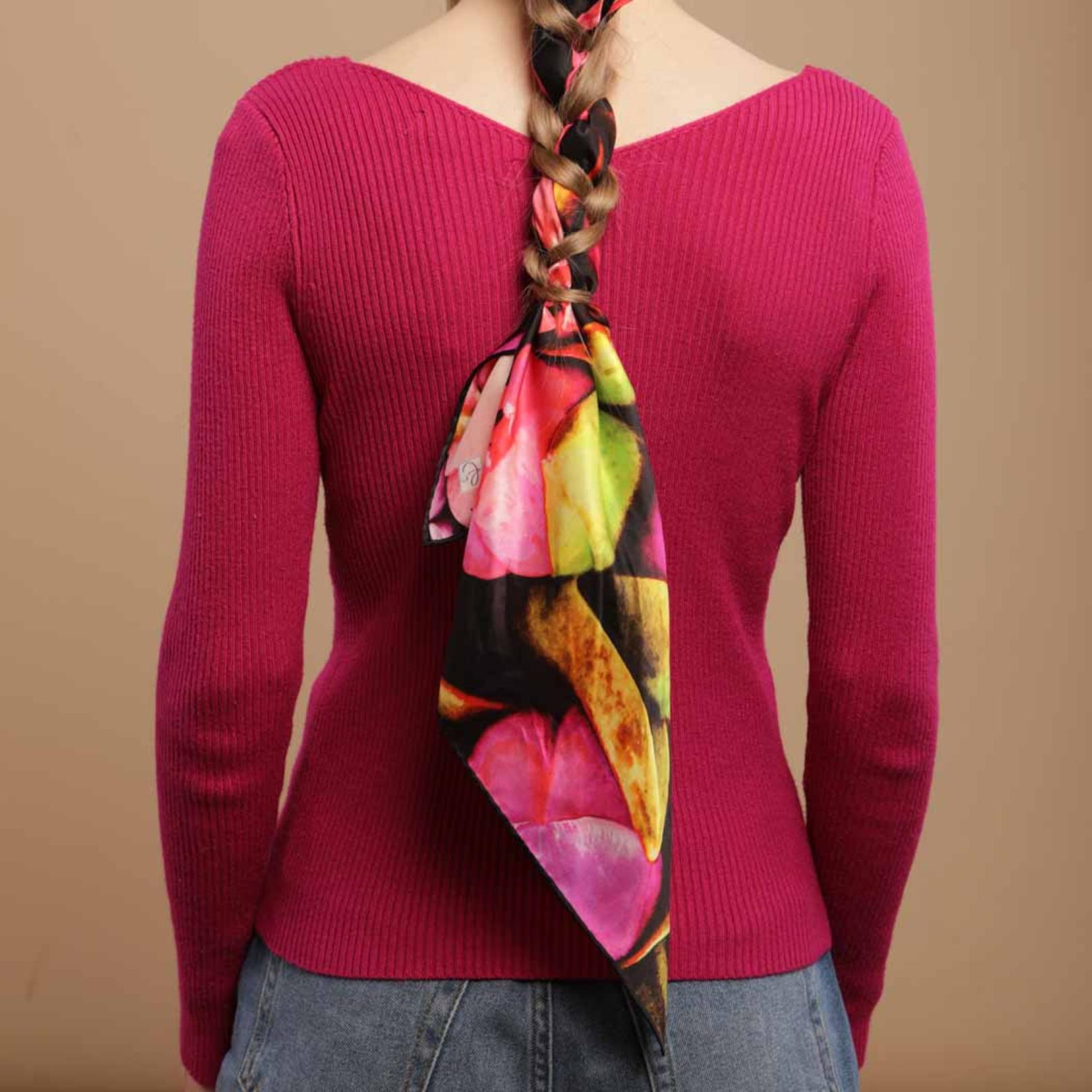 Foulard en soie naturelle en rose "From the inception"